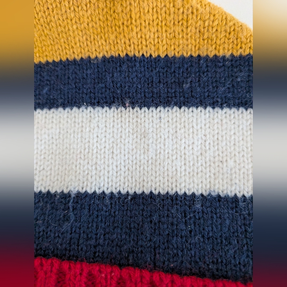 F&F Kids Striped Beanie with Pom Pom -‎ Red, Navy, White, Yellow - Picture 4 of 6